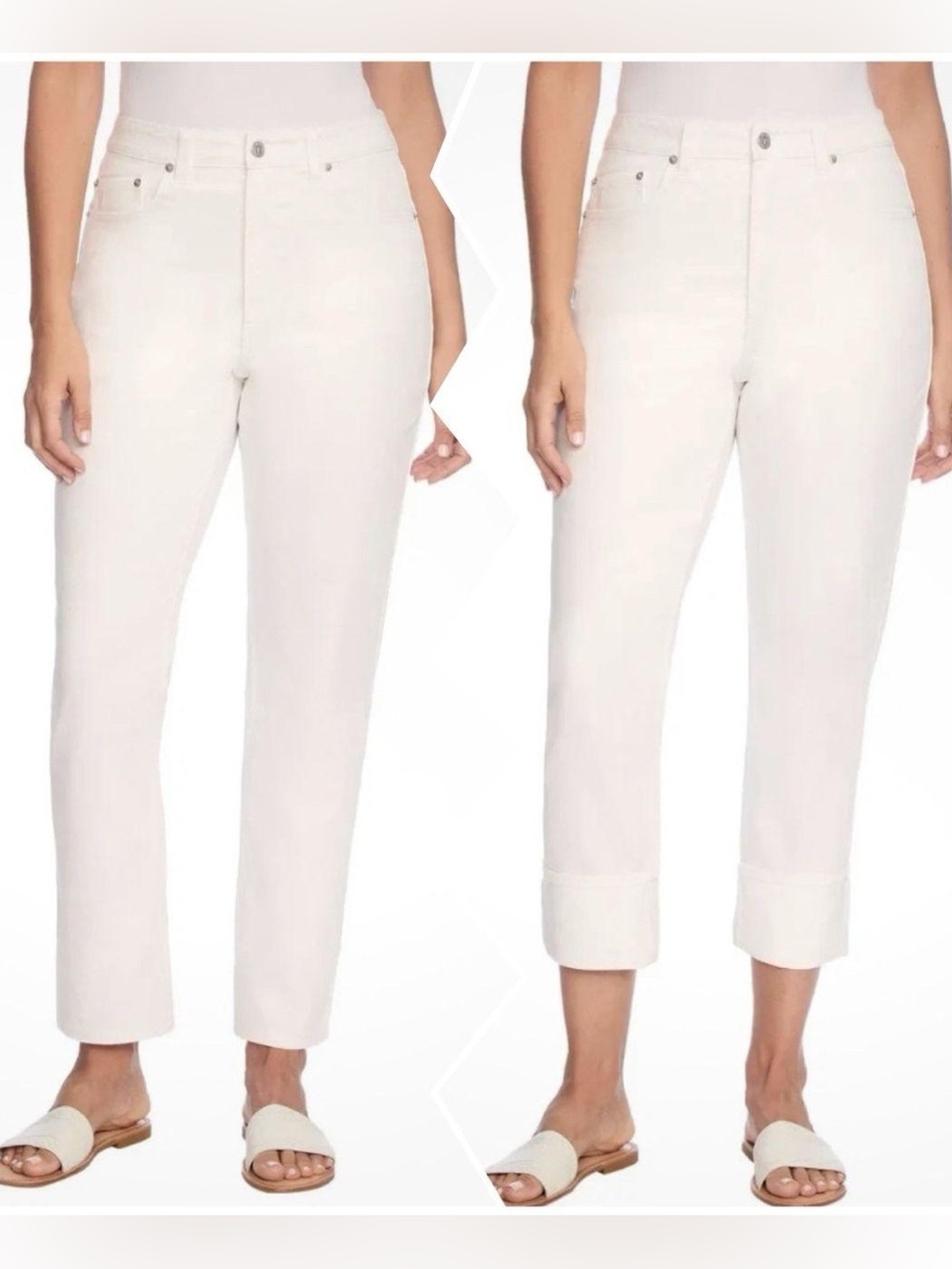 FRYE White High Rise Cuffed Denim Jeans Pants Size 14
